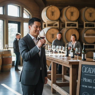 Michael Chen, tasting room director at Cicada Cellars